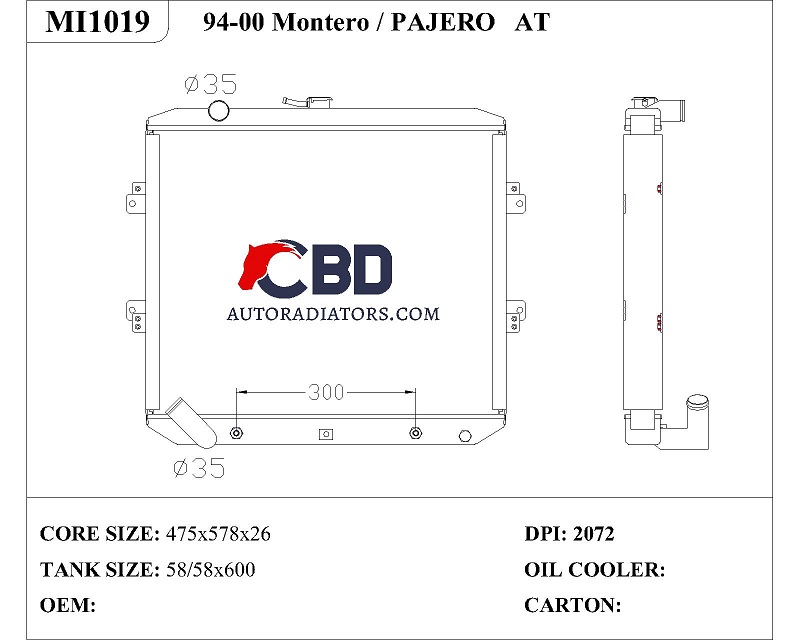 ALL ALUMINUM RADIATOR FOR MITSUBISHI/ DPI 2072