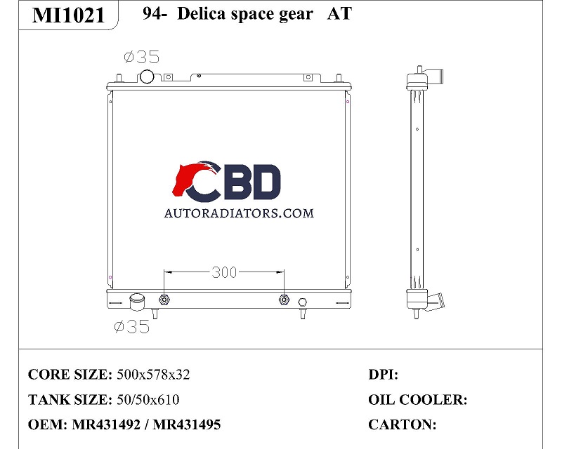 ALL ALUMINUM RADIATOR FOR 94- DELICA SPACE GEAR AT/