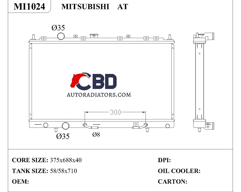 ALL ALUMINUM RADIATOR FOR MITSUBISHI AT/