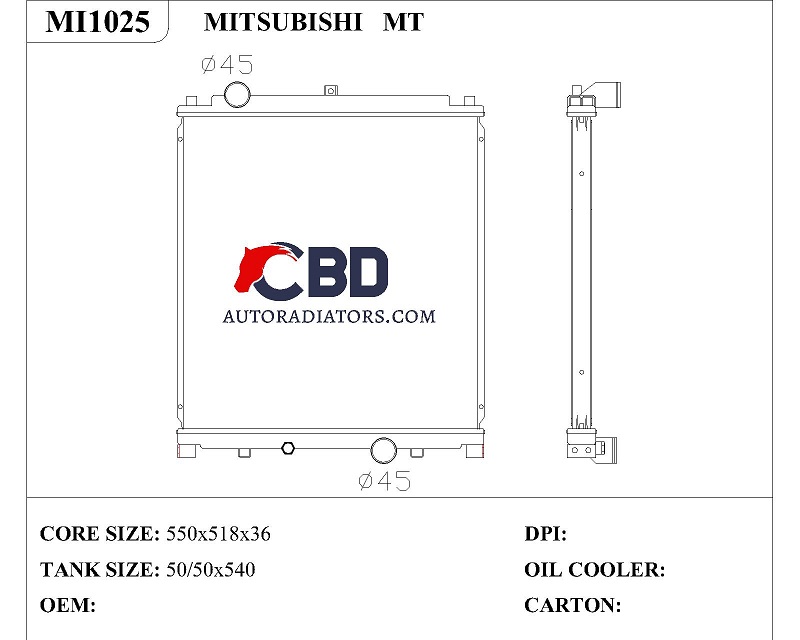 ALL ALUMINUM RADIATOR FOR MITSUBISHI MT/