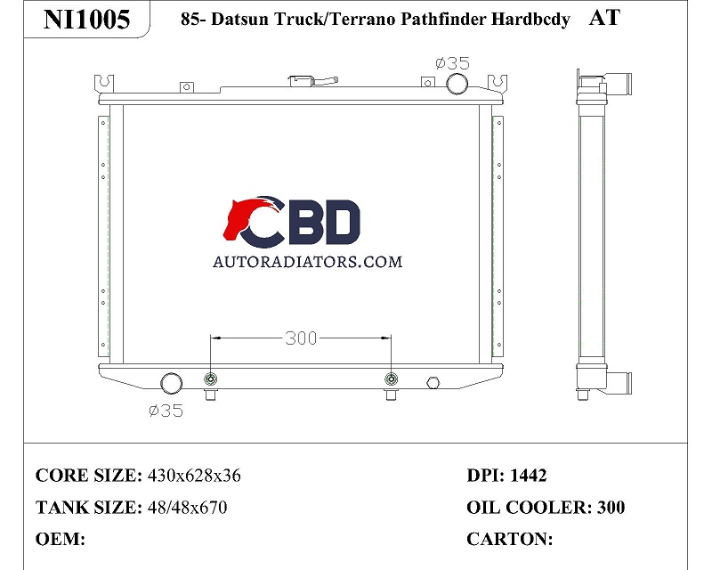 ALL ALUMINUM RADIATOR FOR  NISSAN DATSUN TRUCK/TERRANO/ PATHFINDER/HARDBCDY′85 AT/ DPI1442