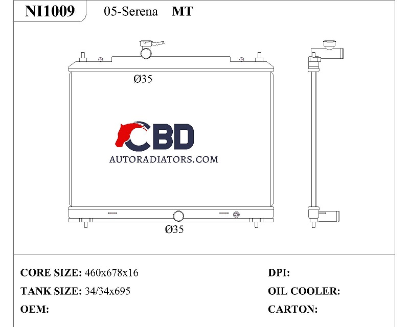 ALL ALUMINUM RADIATOR FOR 05-SERENA MT/