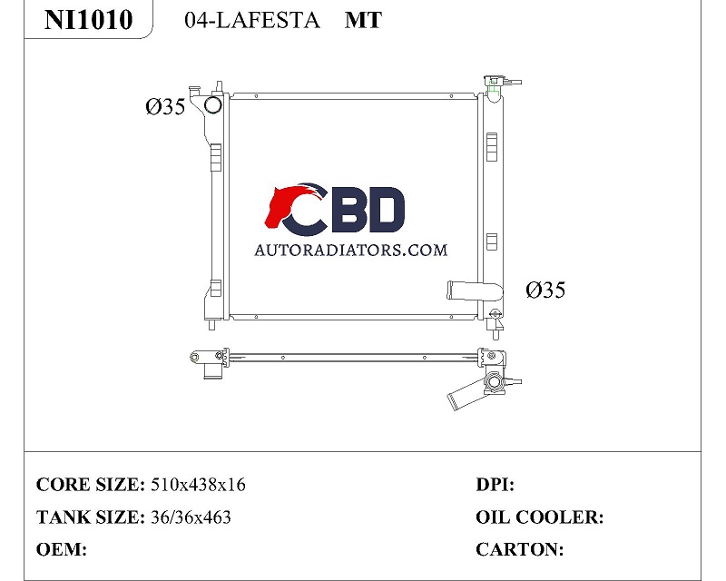 ALL ALUMINUM RADIATOR FOR 04-LAFESTA MT/