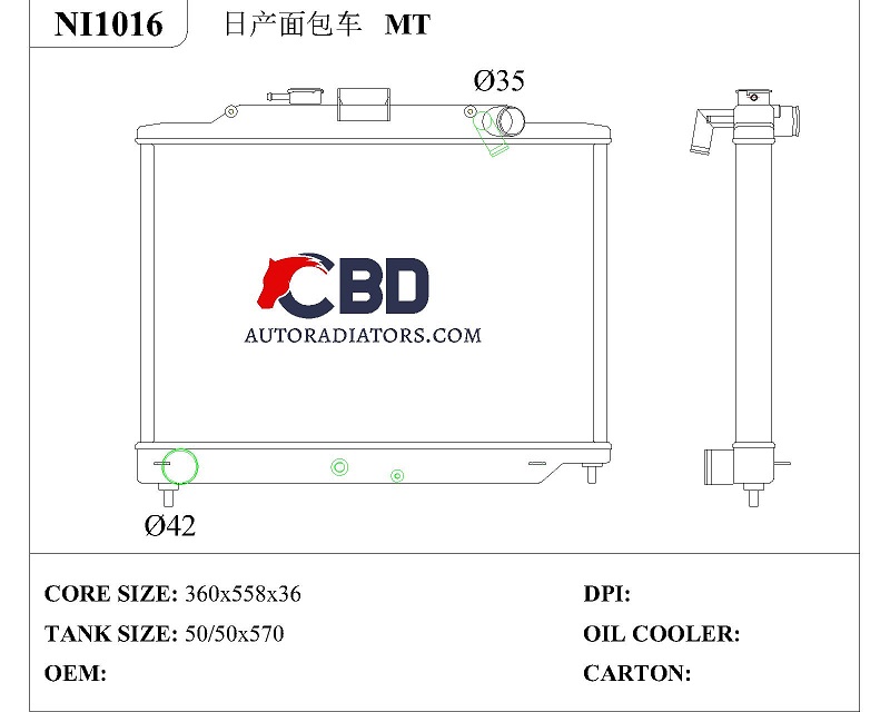 ALL ALUMINUM RADIATOR FOR MINIBUS MT/