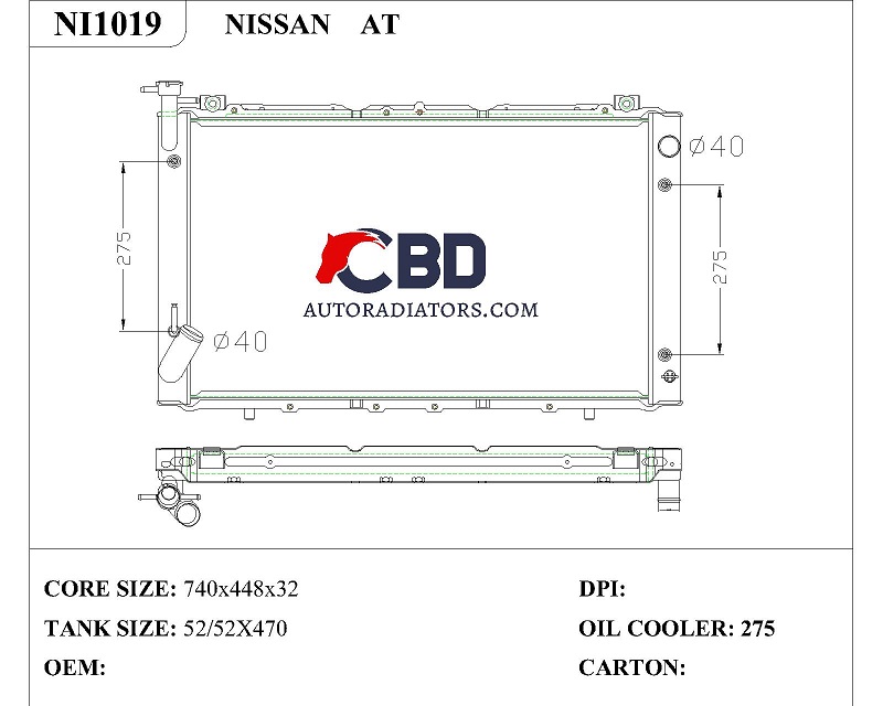 ALL ALUMINUM RADIATOR FOR NISSAN AT/