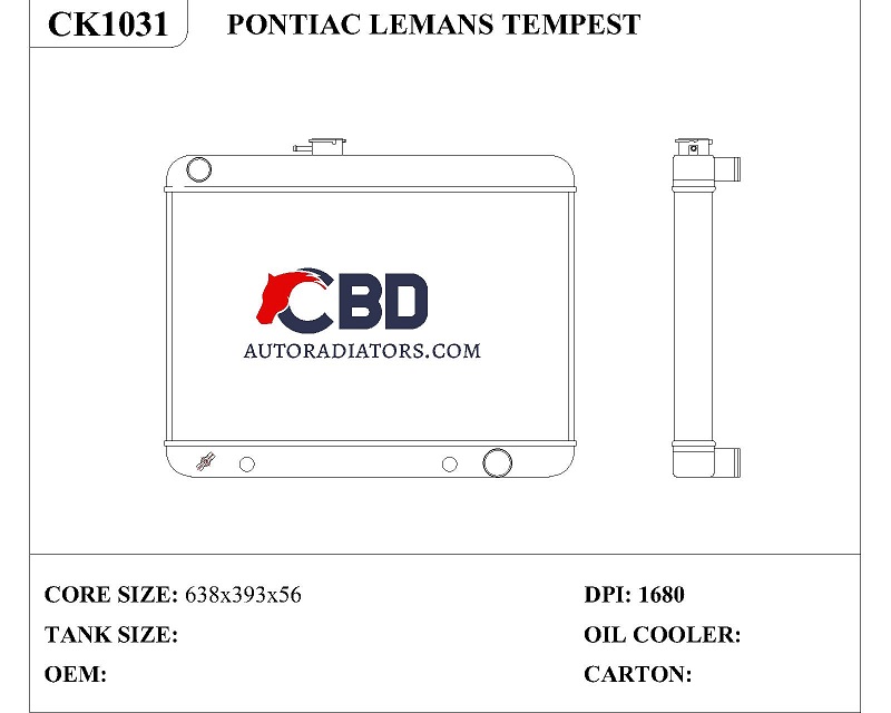 ALL ALUMINUM RADIATOR FOR PONTIAC LEMANS/TEMPEST 1966/CC1680