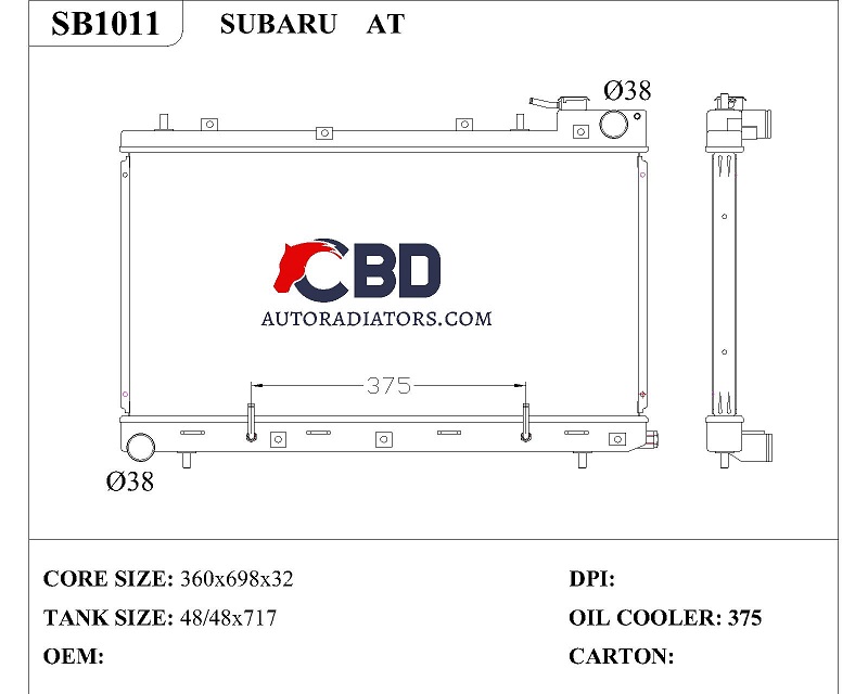 ALL ALUMINUM RADIATOR FOR SUBARU AT/