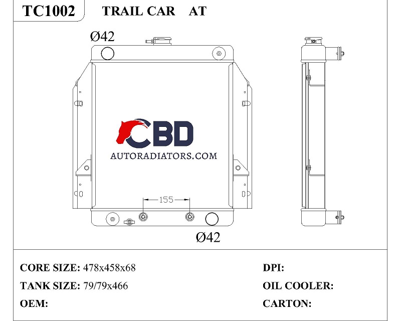 ALL ALUMINUM RADIATOR FOR TRAIL CAR AT/